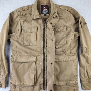 Jordan Craig Denim Jacket Men' Size XL Legacy Edition Distressed Army Green